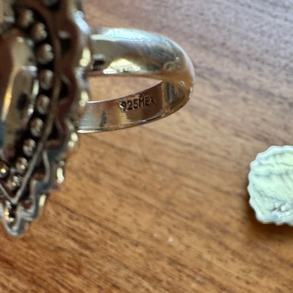 Sterling Silver Sacred Heart Ring and Earring Set - Picture 4 of 4